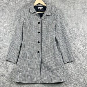 Pendleton Coat Womens 8 Blue White Tweed Mid Length Lined Overcoat‎ Business
